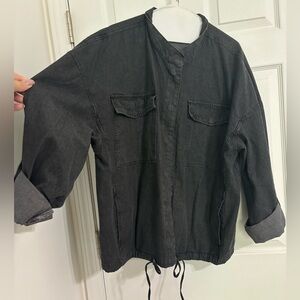Black/grey denim button up jacket